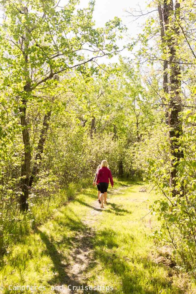 young girl walking a trail at stephenfield provincial park