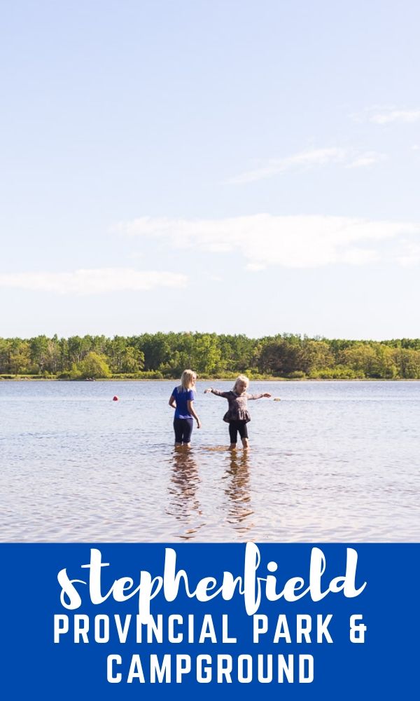 stephenfield provincial park pin image with title on blue background