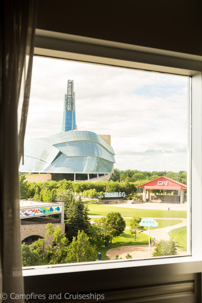 view of human right museum from the window of inn at the forks