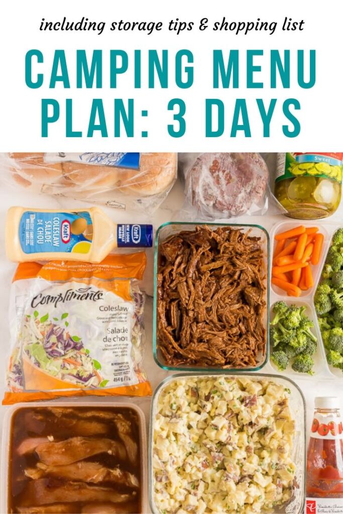 camping menu plan two image of meal prep with title