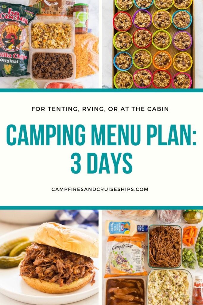 four image collage with title for camping menu plan two