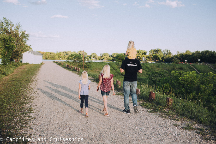 walking to the dam at st malo provincial park