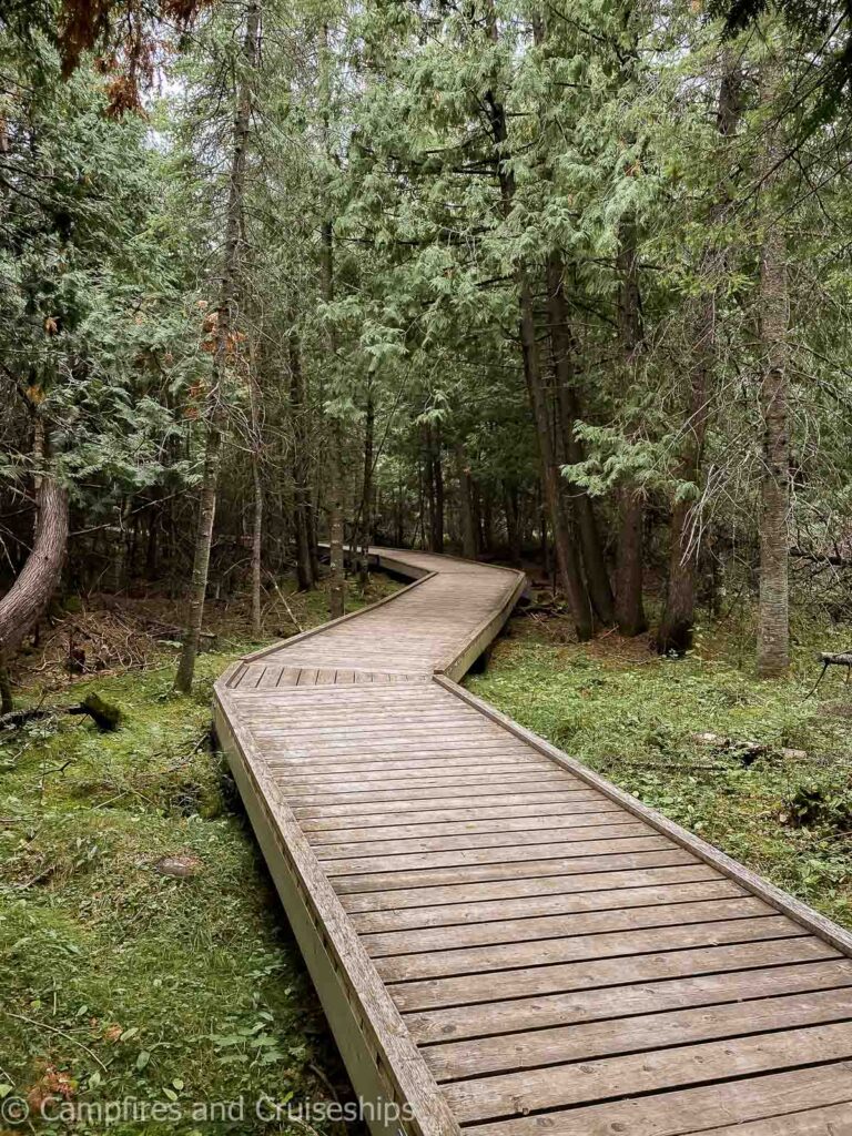 brokenhead wetland interpretive trail wooden boardwalk in manitoba