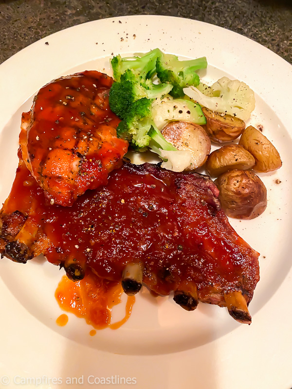 chicken and ribs from T.R. McKoy's in wasagaming