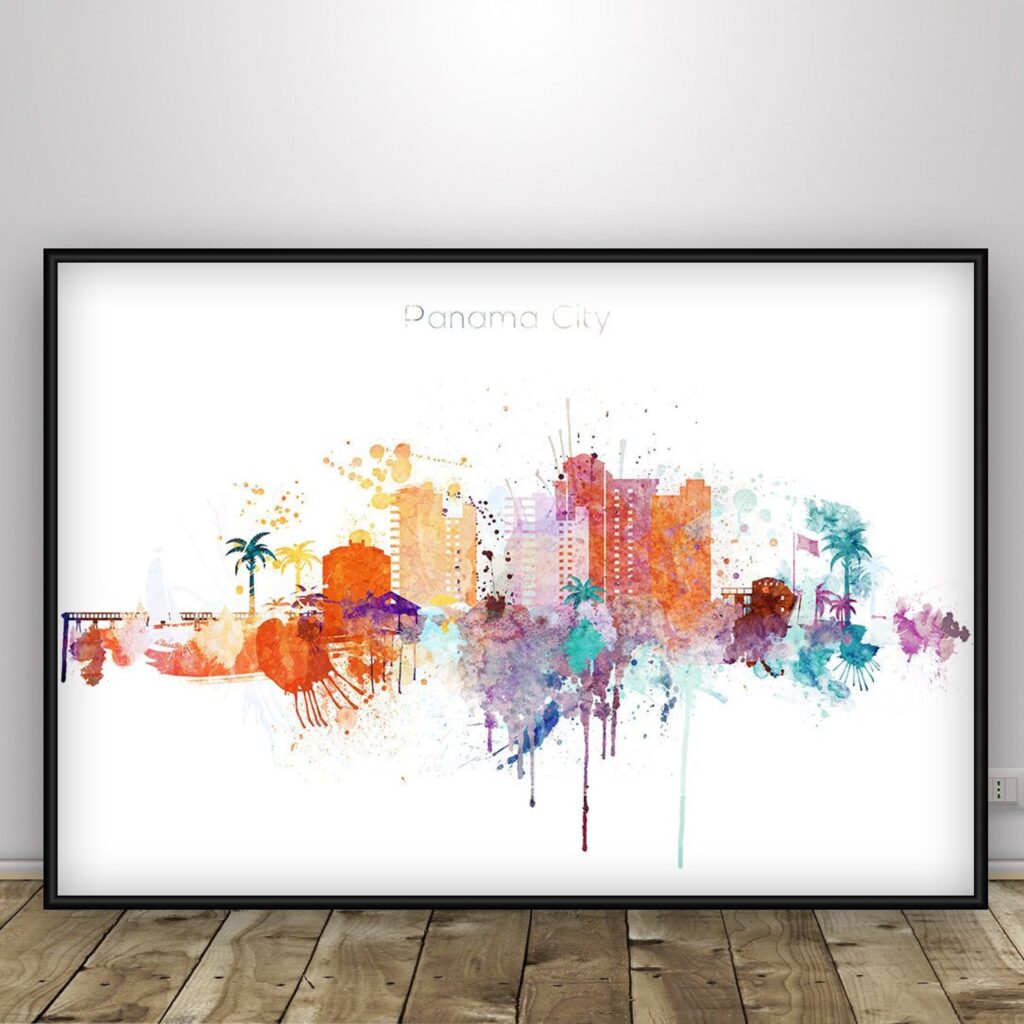 watercolor skyline prints image