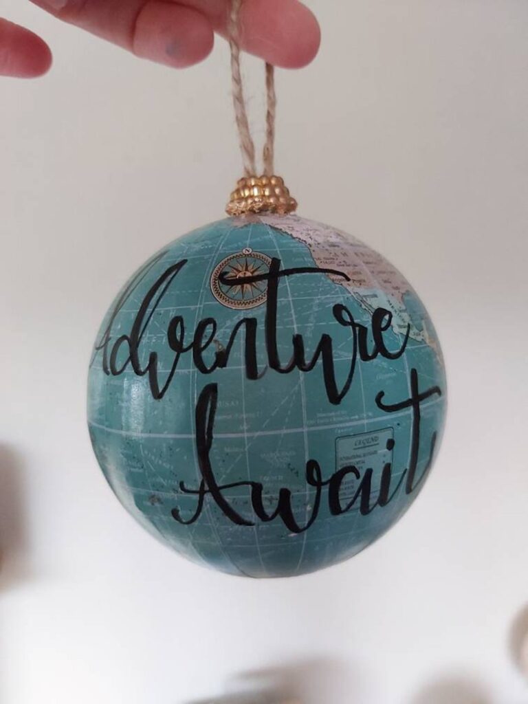 hand painted ornament for the travel lover